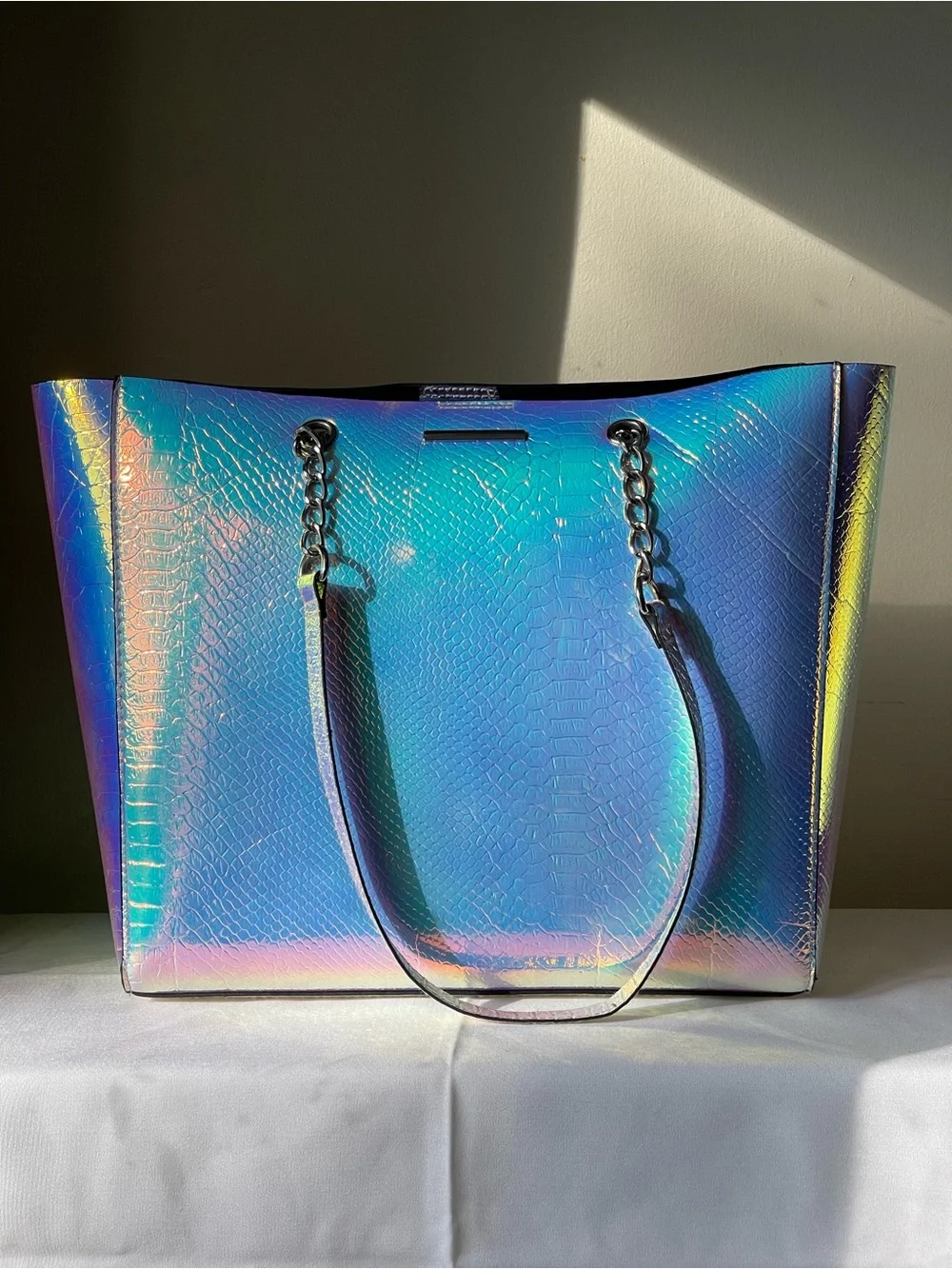 PRIMARK Iridescent Croc-Embossed Tote